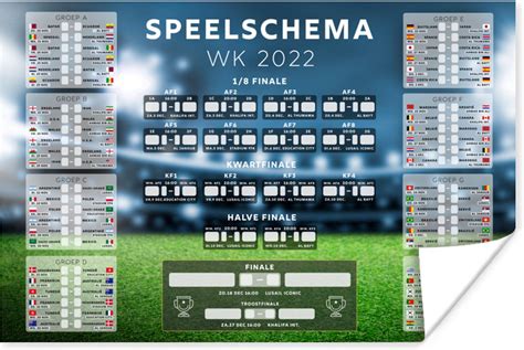 wk voetbal 2022 speelschema poster